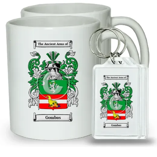 Gombas Pair of Coffee Mugs and Pair of Keychains