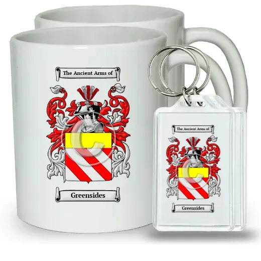 Greensides Pair of Coffee Mugs and Pair of Keychains