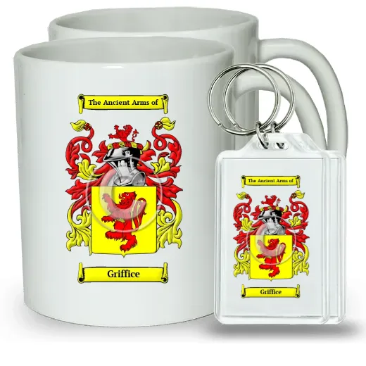 Griffice Pair of Coffee Mugs and Pair of Keychains