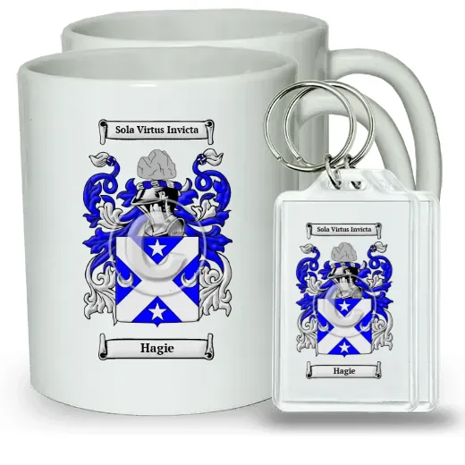 Hagie Pair of Coffee Mugs and Pair of Keychains