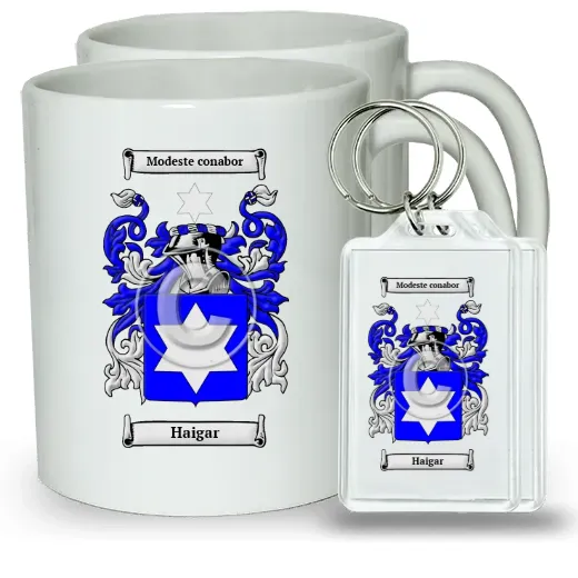 Haigar Pair of Coffee Mugs and Pair of Keychains