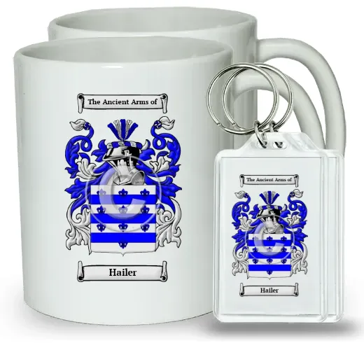 Hailer Pair of Coffee Mugs and Pair of Keychains