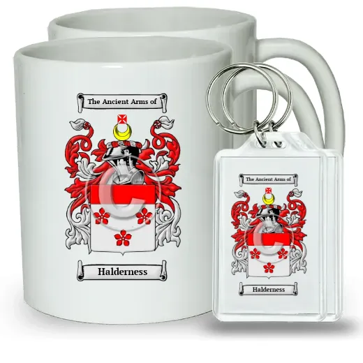 Halderness Pair of Coffee Mugs and Pair of Keychains