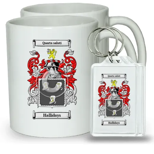 Hallidays Pair of Coffee Mugs and Pair of Keychains