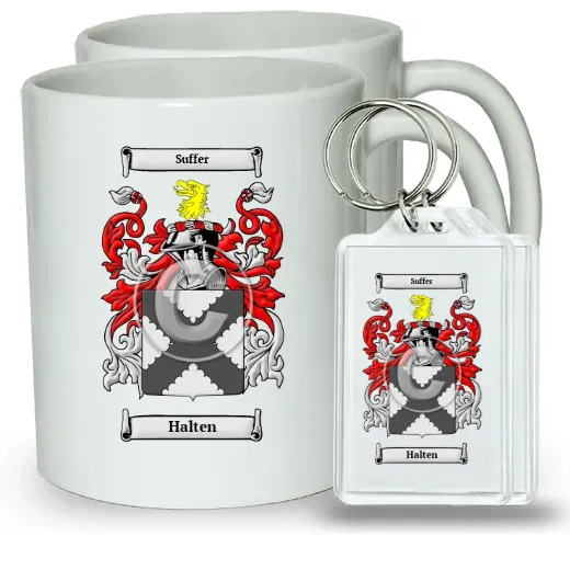Halten Pair of Coffee Mugs and Pair of Keychains