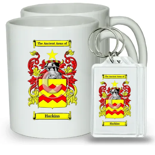 Harkins Pair of Coffee Mugs and Pair of Keychains