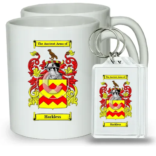 Harkless Pair of Coffee Mugs and Pair of Keychains