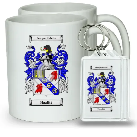 Hazlitt Pair of Coffee Mugs and Pair of Keychains