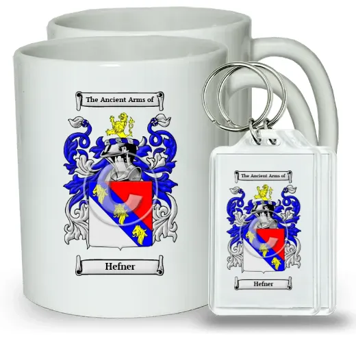 Hefner Pair of Coffee Mugs and Pair of Keychains