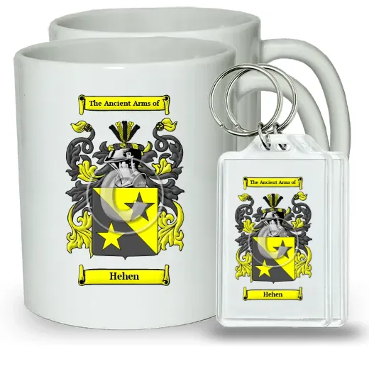 Hehen Pair of Coffee Mugs and Pair of Keychains