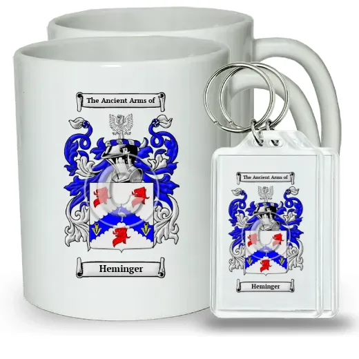 Heminger Pair of Coffee Mugs and Pair of Keychains