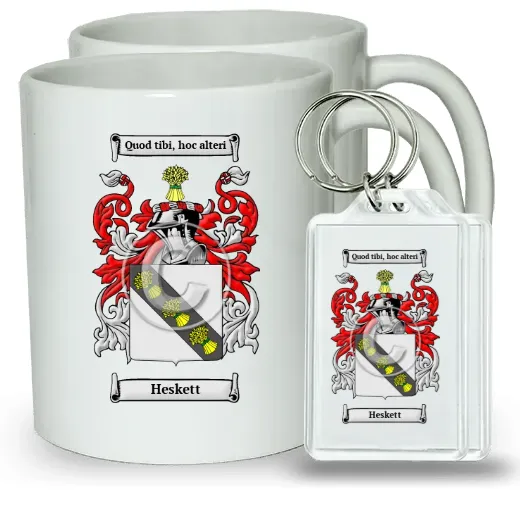 Heskett Pair of Coffee Mugs and Pair of Keychains