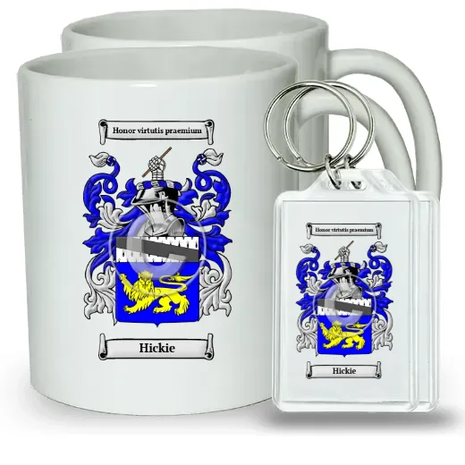 Hickie Pair of Coffee Mugs and Pair of Keychains