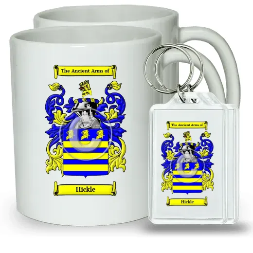 Hickle Pair of Coffee Mugs and Pair of Keychains