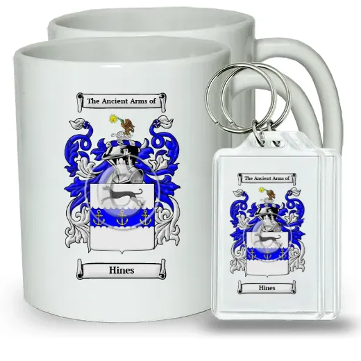 Hines Pair of Coffee Mugs and Pair of Keychains
