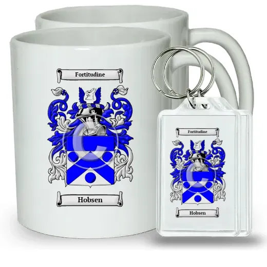Hobsen Pair of Coffee Mugs and Pair of Keychains