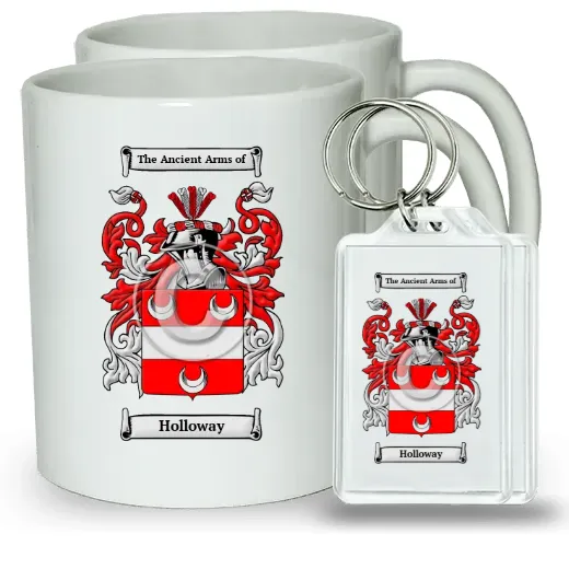 Holloway Pair of Coffee Mugs and Pair of Keychains