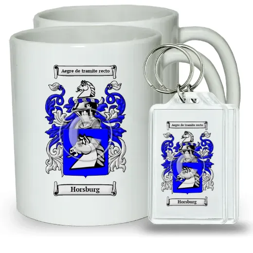 Horsburg Pair of Coffee Mugs and Pair of Keychains