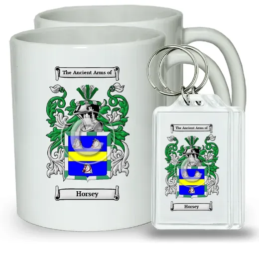 Horsey Pair of Coffee Mugs and Pair of Keychains