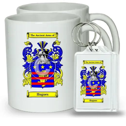 Hugues Pair of Coffee Mugs and Pair of Keychains