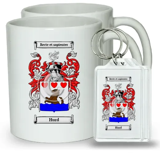 Hurd Pair of Coffee Mugs and Pair of Keychains