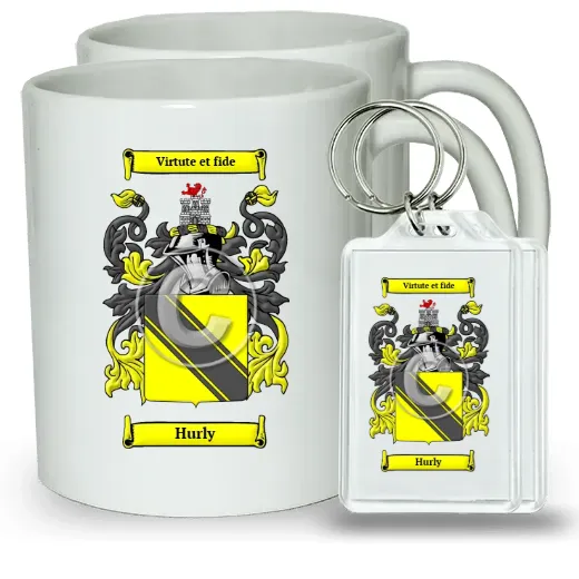 Hurly Pair of Coffee Mugs and Pair of Keychains