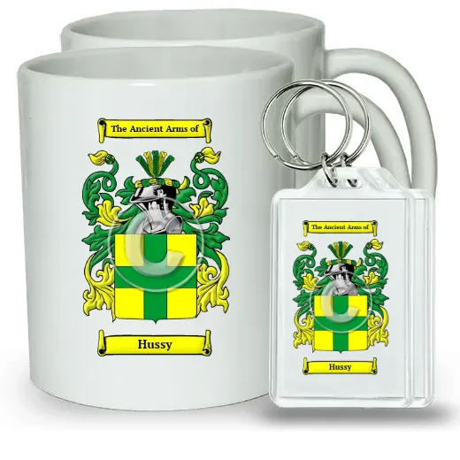 Hussy Pair of Coffee Mugs and Pair of Keychains