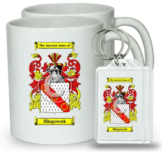 Illingswork Pair of Coffee Mugs and Pair of Keychains