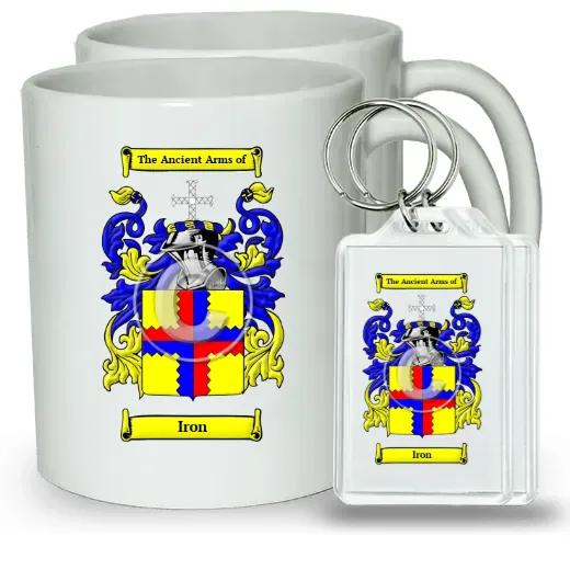 Iron Pair of Coffee Mugs and Pair of Keychains