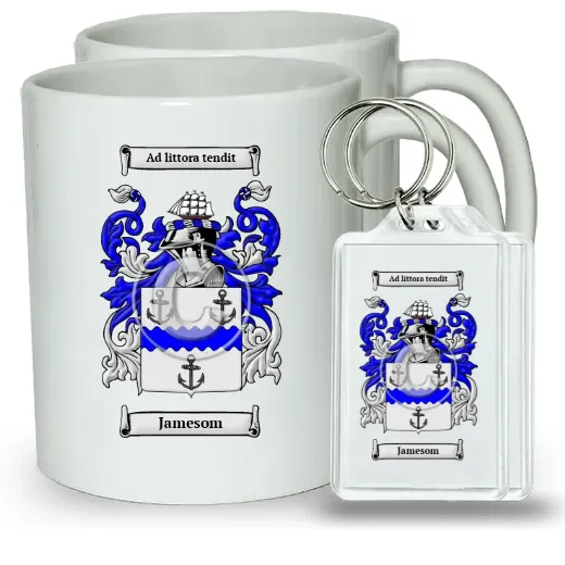 Jamesom Pair of Coffee Mugs and Pair of Keychains
