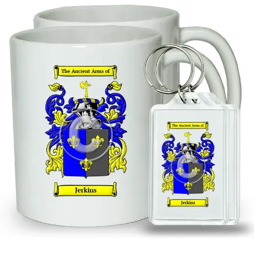 Jerkins Pair of Coffee Mugs and Pair of Keychains
