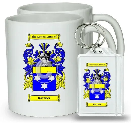 Kattner Pair of Coffee Mugs and Pair of Keychains