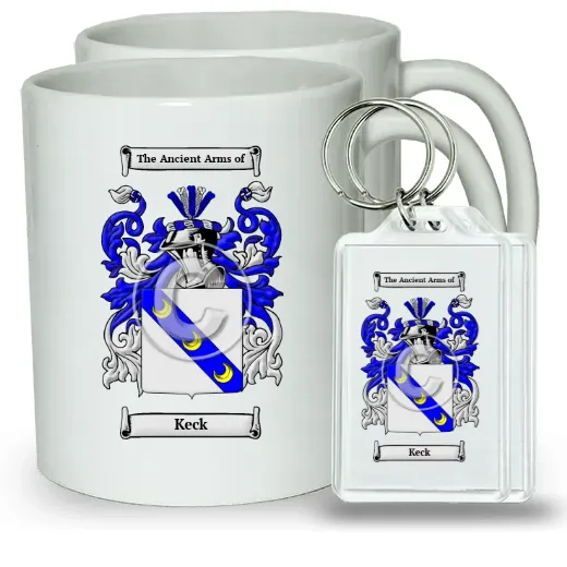 Keck Pair of Coffee Mugs and Pair of Keychains