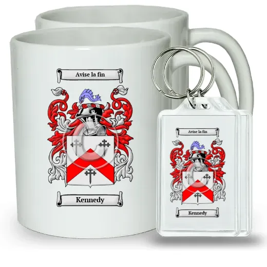 Kennedy Pair of Coffee Mugs and Pair of Keychains