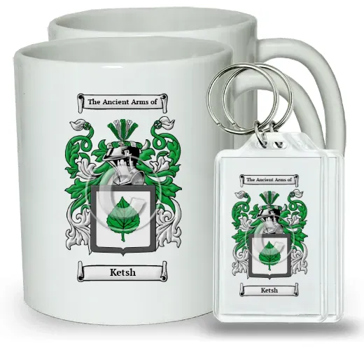 Ketsh Pair of Coffee Mugs and Pair of Keychains