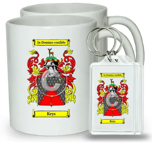 Keys Pair of Coffee Mugs and Pair of Keychains