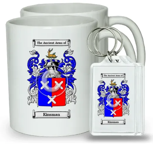 Kinsman Pair of Coffee Mugs and Pair of Keychains