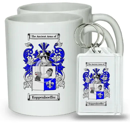 Koppenhoeffer Pair of Coffee Mugs and Pair of Keychains