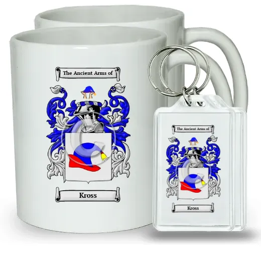 Kross Pair of Coffee Mugs and Pair of Keychains