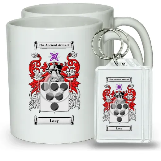 Lacy Pair of Coffee Mugs and Pair of Keychains