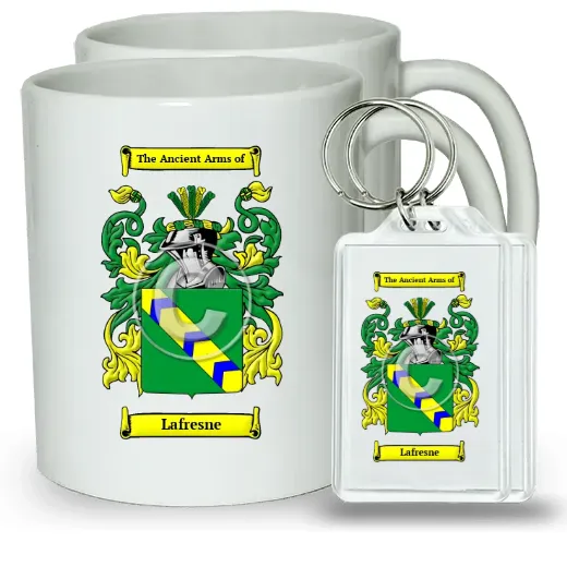 Lafresne Pair of Coffee Mugs and Pair of Keychains