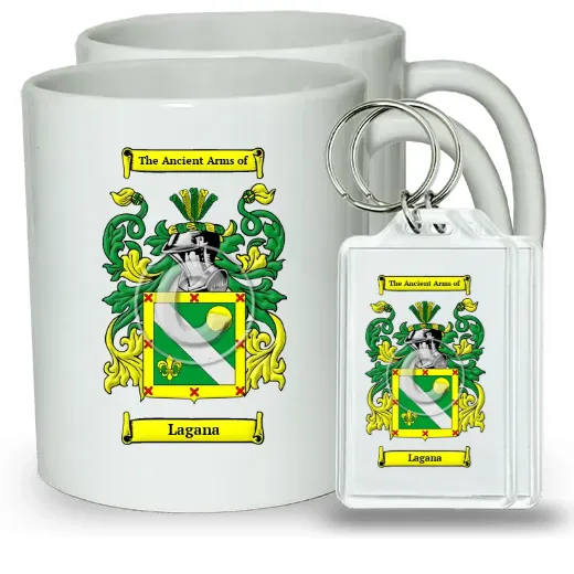Lagana Pair of Coffee Mugs and Pair of Keychains