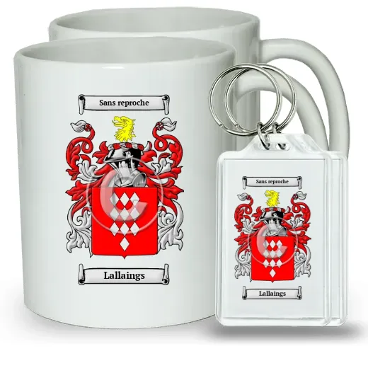 Lallaings Pair of Coffee Mugs and Pair of Keychains