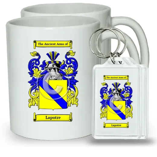 Lapotre Pair of Coffee Mugs and Pair of Keychains