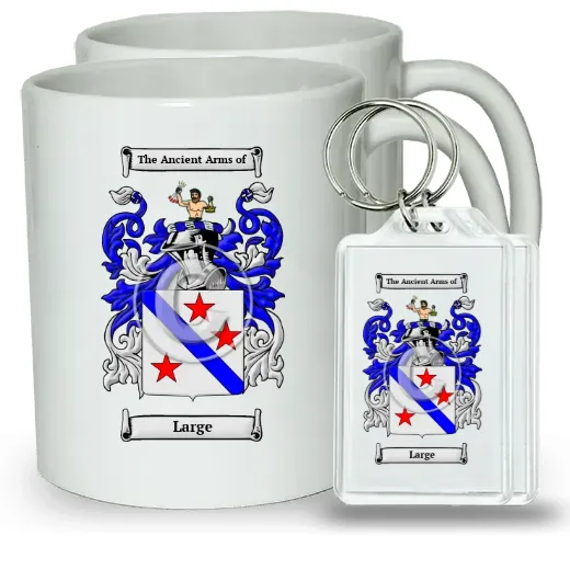 Large Pair of Coffee Mugs and Pair of Keychains