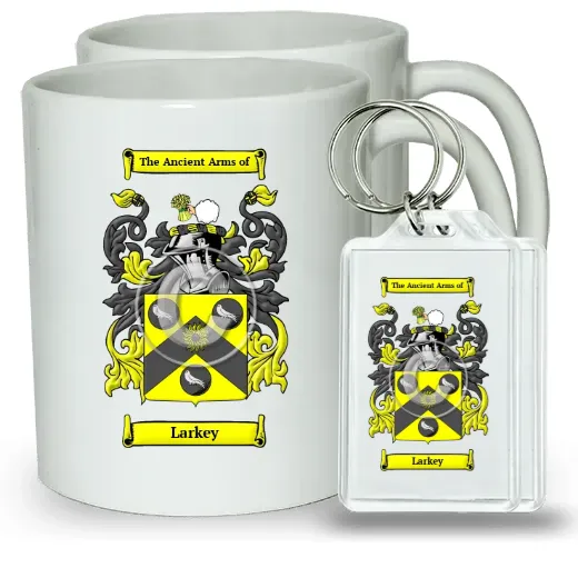 Larkey Pair of Coffee Mugs and Pair of Keychains