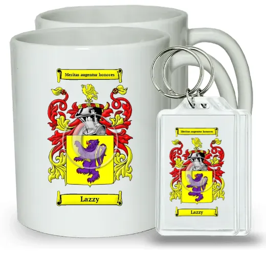 Lazzy Pair of Coffee Mugs and Pair of Keychains