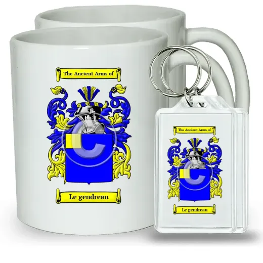 Le gendreau Pair of Coffee Mugs and Pair of Keychains
