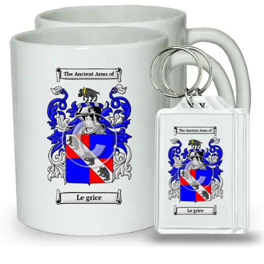 Le grice Pair of Coffee Mugs and Pair of Keychains