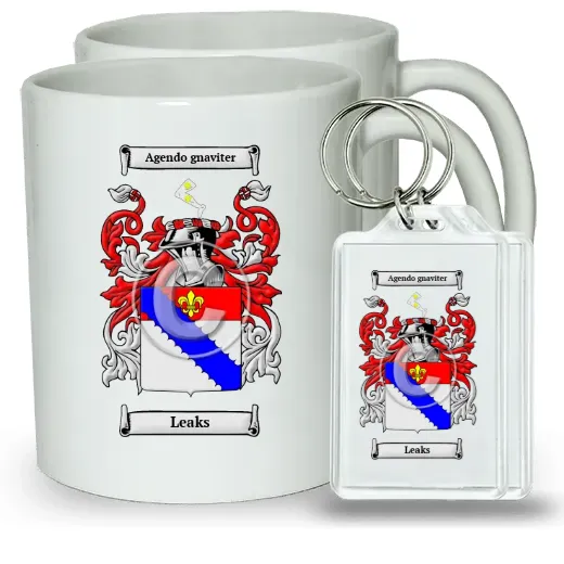 Leaks Pair of Coffee Mugs and Pair of Keychains